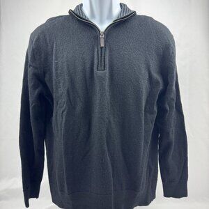 Men's XL Untuckit 100% Extra Fine Merino Wool Black Pullover Quarter Zip